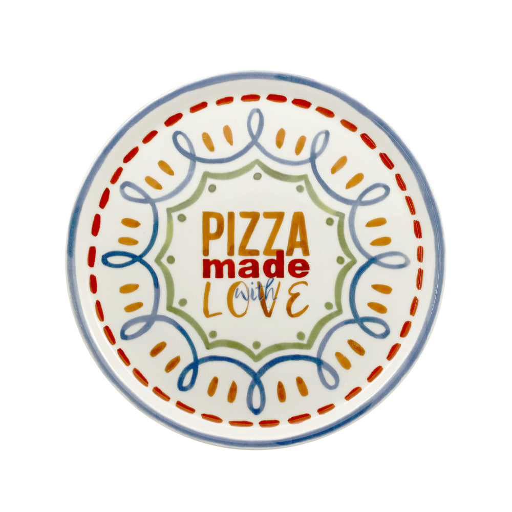 31 cm - Saturnia Pizza Handmade Piatto Pizza 3 Decori In Porcellana Set 6 Pz