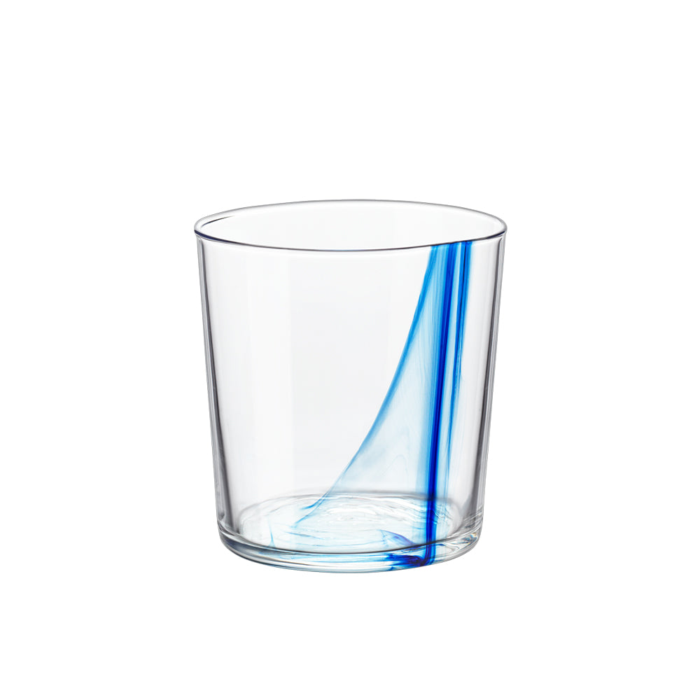 35.5 cl - Bormioli Rocco Stria Blu Bicchiere Acqua In Vetro - Set 12 Pz