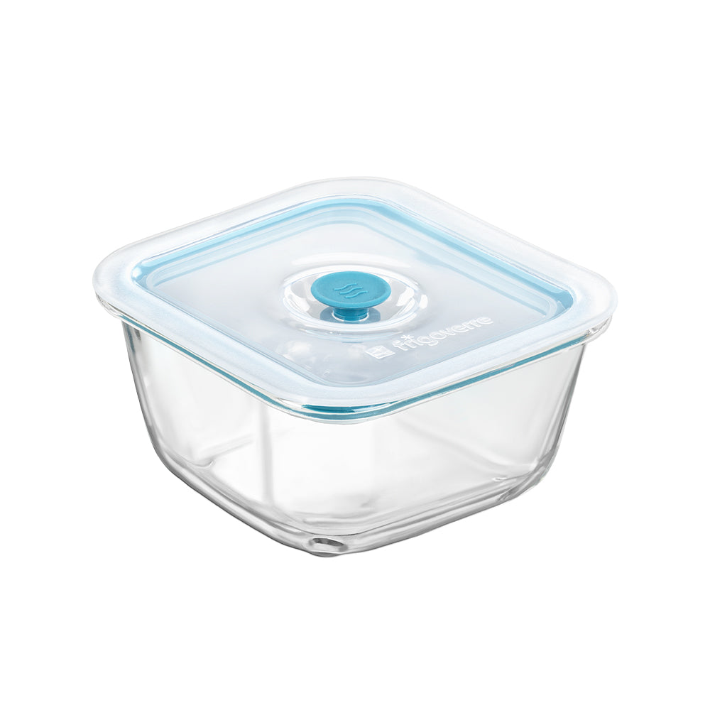 14x14 cm - Bormioli Rocco Frigoverre Smart Contenitore Per Alimenti Quadrato Con Valvola Salva Freschezza In Vetro