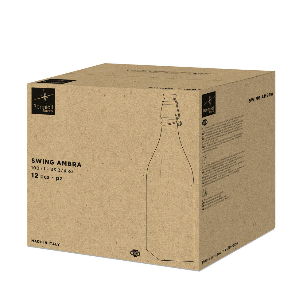 100 cl - Bormioli Rocco Swing Ambra Bottiglia In Vetro - Set 12 Pz