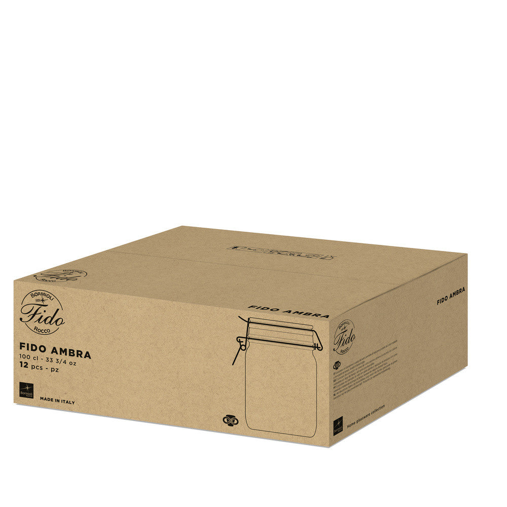 100 cl - Bormioli Rocco Fido Ambra Vaso Ermetico In Vetro - Set 12 Pz