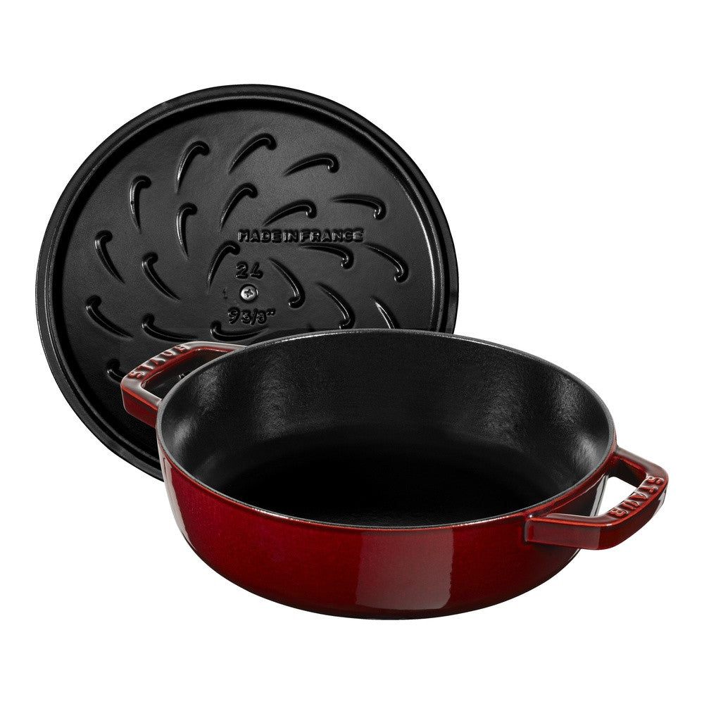 24 cm - Staub Braisers Tegame Basso Chistera Rotondo In Ghisa