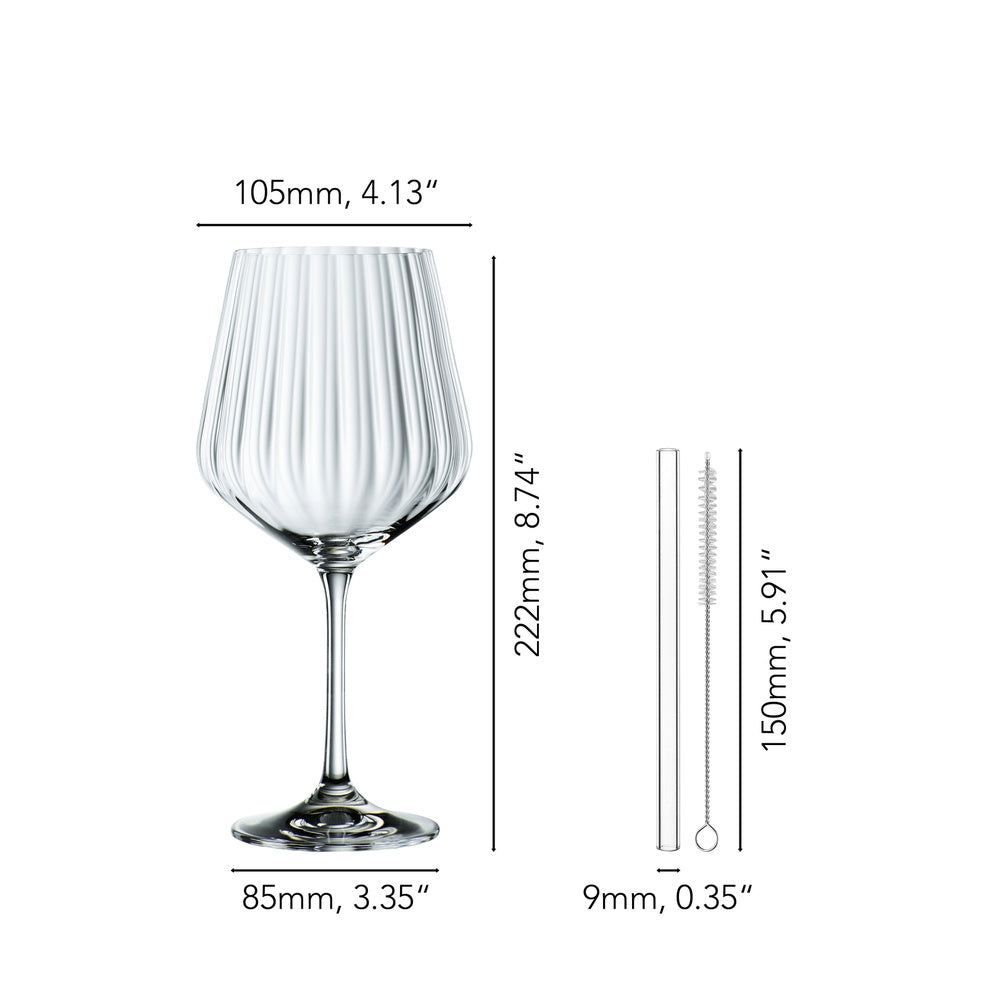 63.7 cl - Nachtmann Tastes Good Calice Cocktail Gin & Tonic Con Cannuccia In Vetro - Set 4 Pz