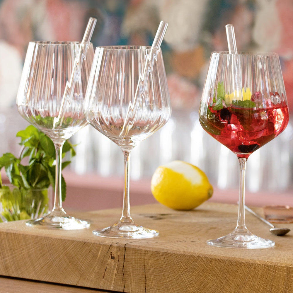 63.7 cl - Nachtmann Tastes Good Calice Cocktail Gin & Tonic Con Cannuccia In Vetro - Set 4 Pz