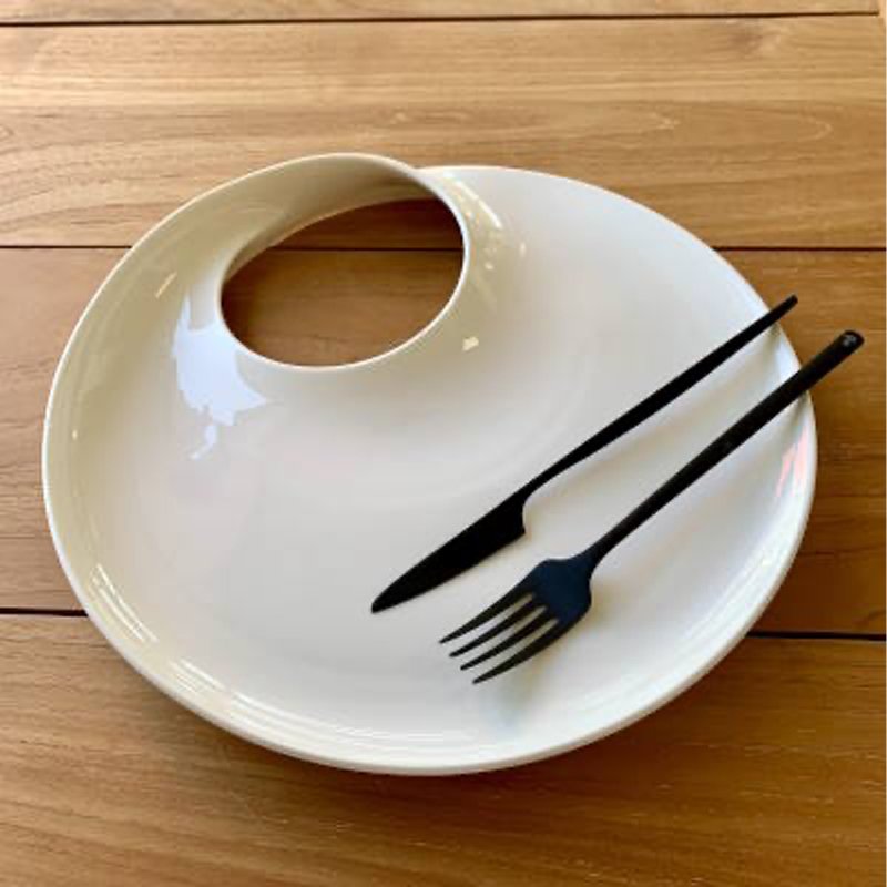 26 Cm Essentia Magnesium Hole Piatto Presentazione Rotondo In Porcellana Set 2 Pz