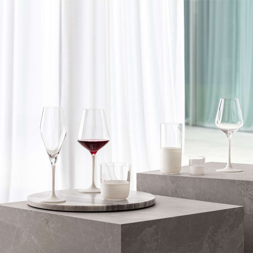 26 cl - Villeroy & Boch Manufacture Rock Blanc Calice Flute Champagne In Vetro Cristallino - Set 4 Pz