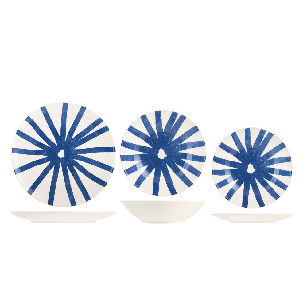 H&H Coupe Rodi Servizio Piatti In Stoneware - Set 18 Pz