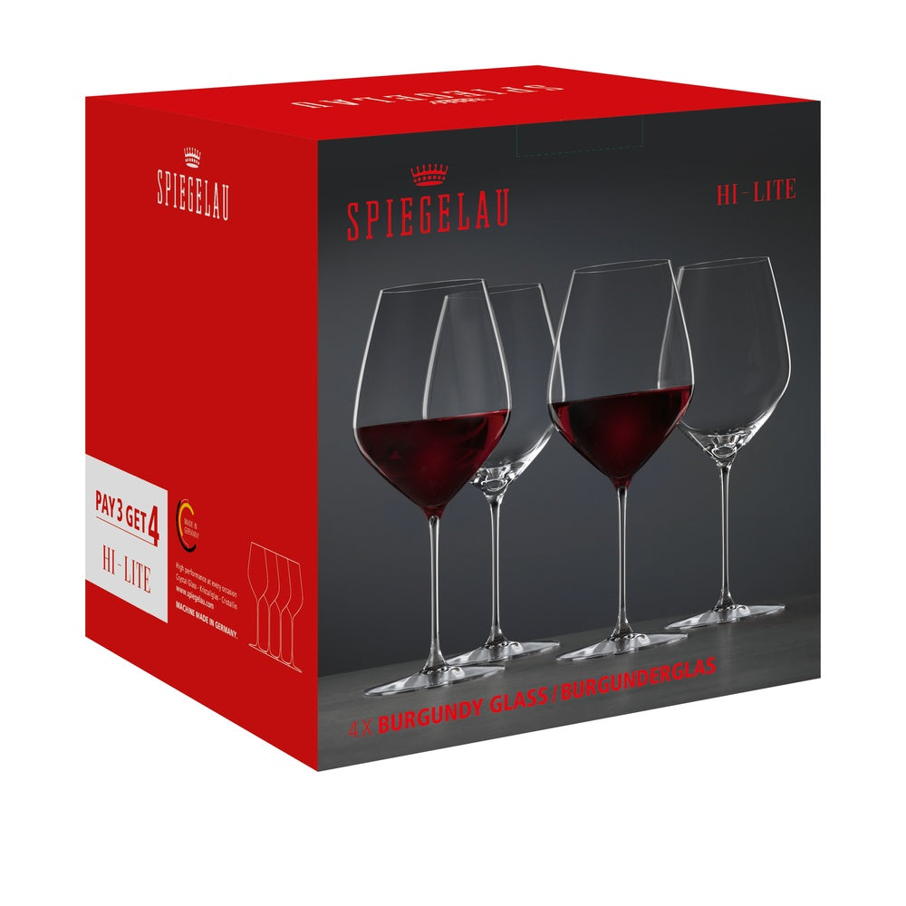 73.4 cl - Spiegelau Hi-Lite Calice Vino Burgundy In Vetro - Set 4 Pz