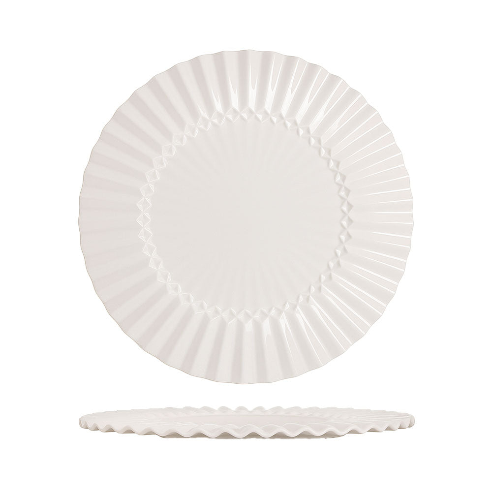 33.2 cm - Essentia Magnesium Stripes Piatto Presentazione In Porcellana Set 2 Pz