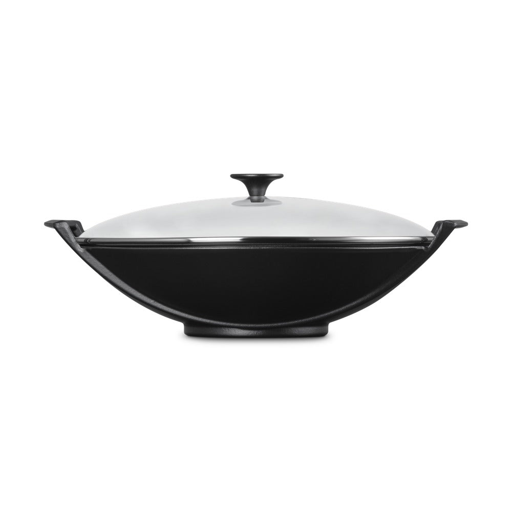 36 cm - Le Creuset Forme Speciali Wok In Ghisa Vetrificata Con Coperchio In Vetro