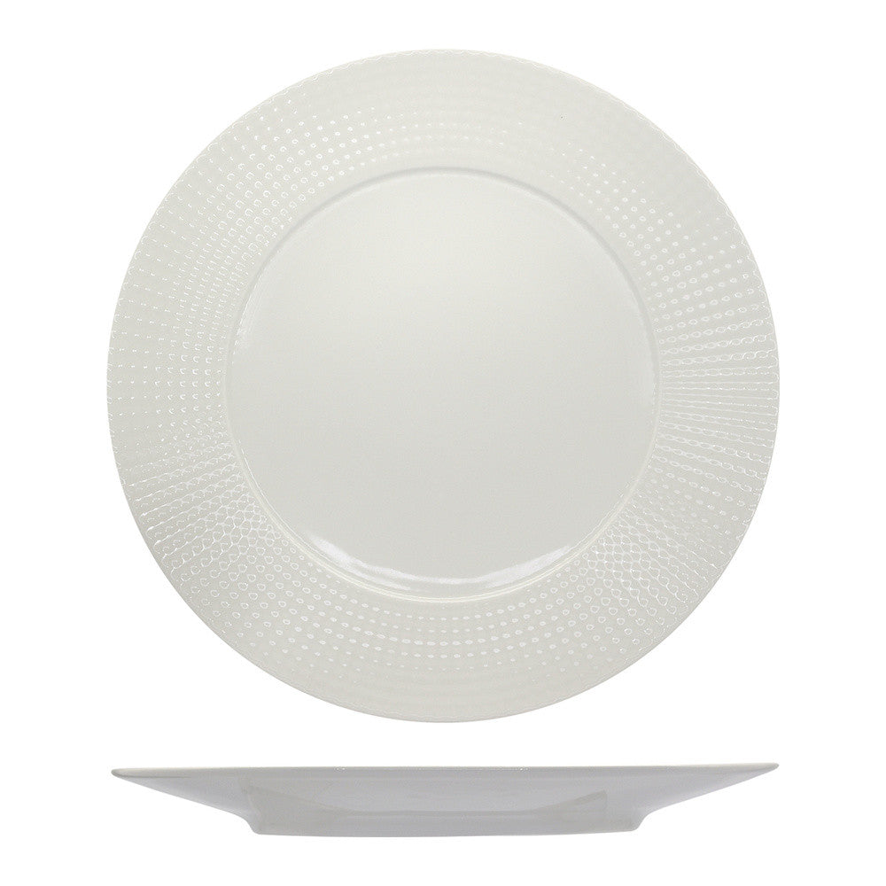 28 cm - Ariane Point Piatto Piano A Falda In Porcellana - Set 6 Pz