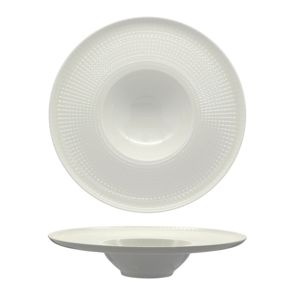 28 cm - Ariane Point Piatto Fondo Pasta A Falda In Porcellana - Set 6 Pz