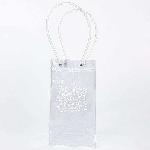 Borsa in Plastica trasparente per Bottiglie di vino, Logo con decori Marini della Cantina Frescobaldi.