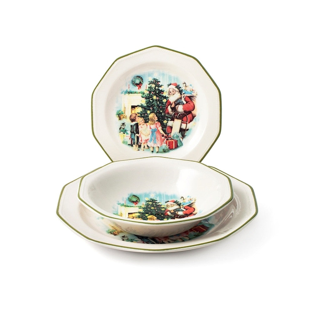 H&H Christmas Cheer Servizio Piatti Natalizio In Porcellana - Set 18 Pz