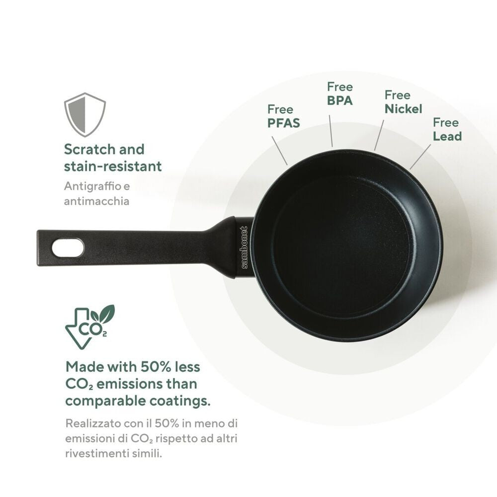 16 cm - Sambonet Titan Pro Green Casseruola Alta Antiaderente Con Manico Lungo In Alluminio
