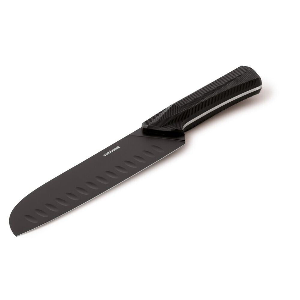 18 cm - Sambonet Black Edge Coltello Cucina Orientale In Acciaio Inox Manico In Nylon