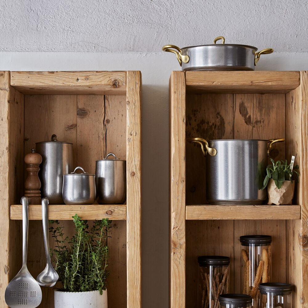 Sambonet 1965 Vintage Casseruola Alta In Acciaio Inox Manici In Ottone