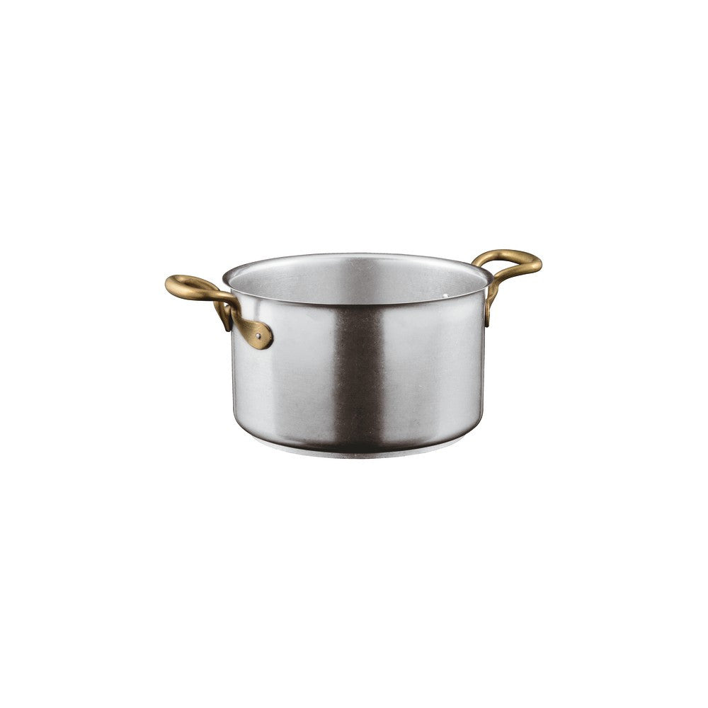 Sambonet 1965 Vintage Casseruola Alta In Acciaio Inox Manici In Ottone