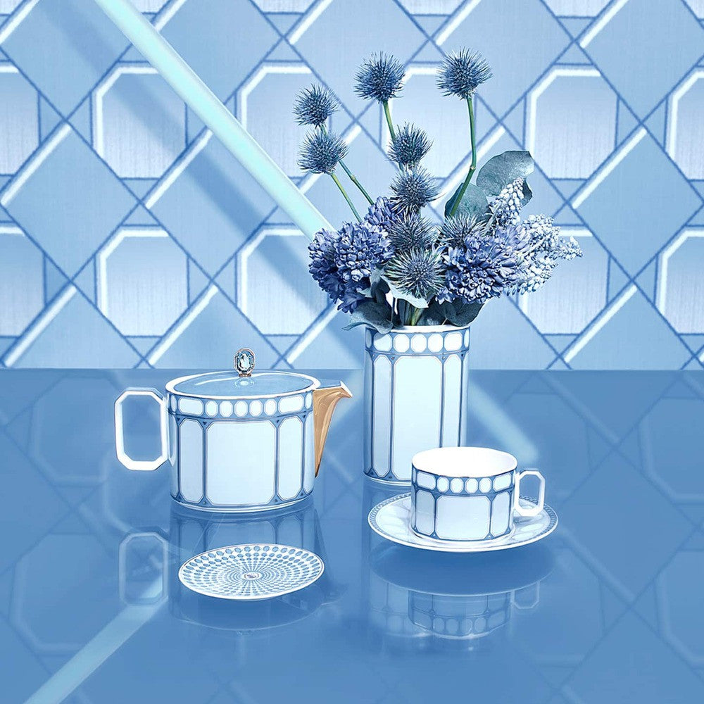 26 cl - Swarovski x Rosenthal Signum Tazza Tè Con Piattino In Porcellana
