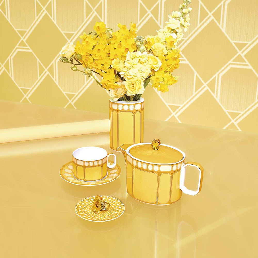 26 cl - Swarovski x Rosenthal Signum Tazza Tè Con Piattino In Porcellana
