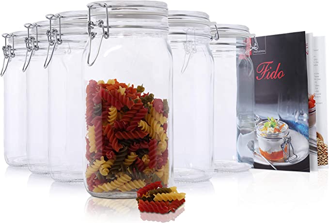 150 cl Bormioli Rocco Fido cilindrische luchtdichte glazen pot met Fido receptenboek