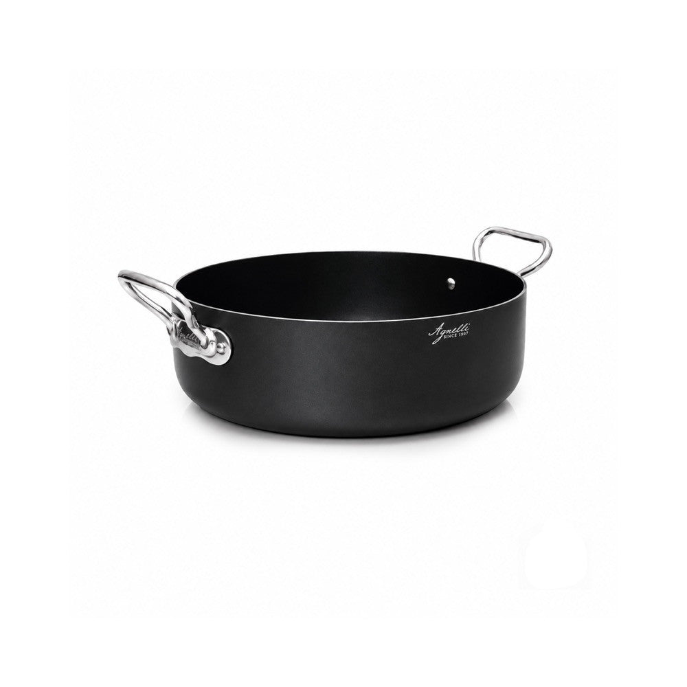 Agnelli Al Black 3mm Antiaderente Ceramic Pro Casseruola Bassa Induzione In Alluminio