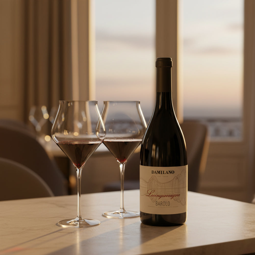 Barolo DOCG 2019 Le Cinquevigne Damilano + 6 Copas Burgundy Supremo 65 cl