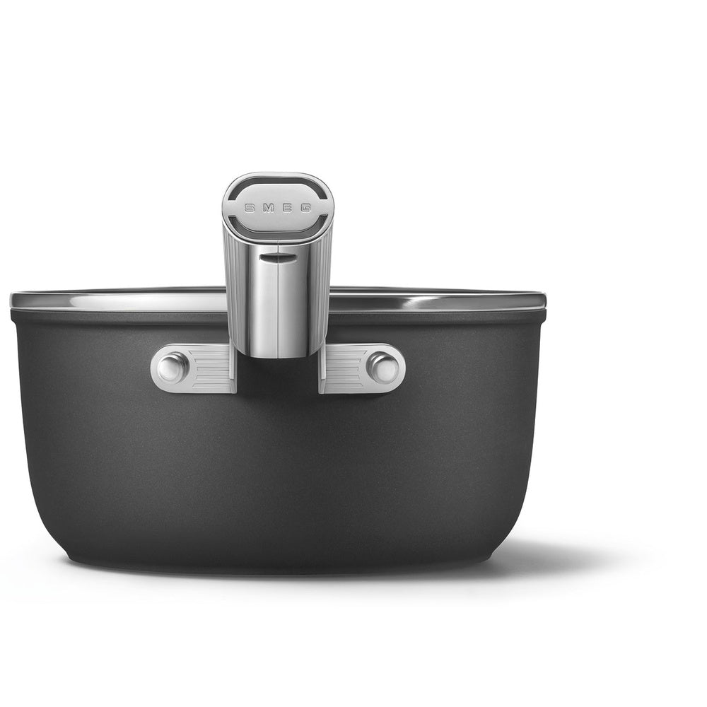 20 cm - Smeg Cookware Casseruola Alta Con Manico Antiaderente Ceramico In Alluminio Con Coperchio