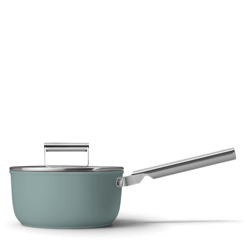 20 cm - Smeg Cookware Casseruola Alta Con Manico Antiaderente Ceramico In Alluminio Con Coperchio