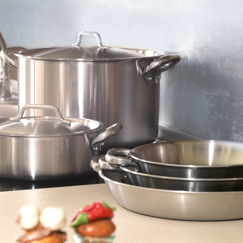 Acciaio Inox Low Induction Pan With Two Handles