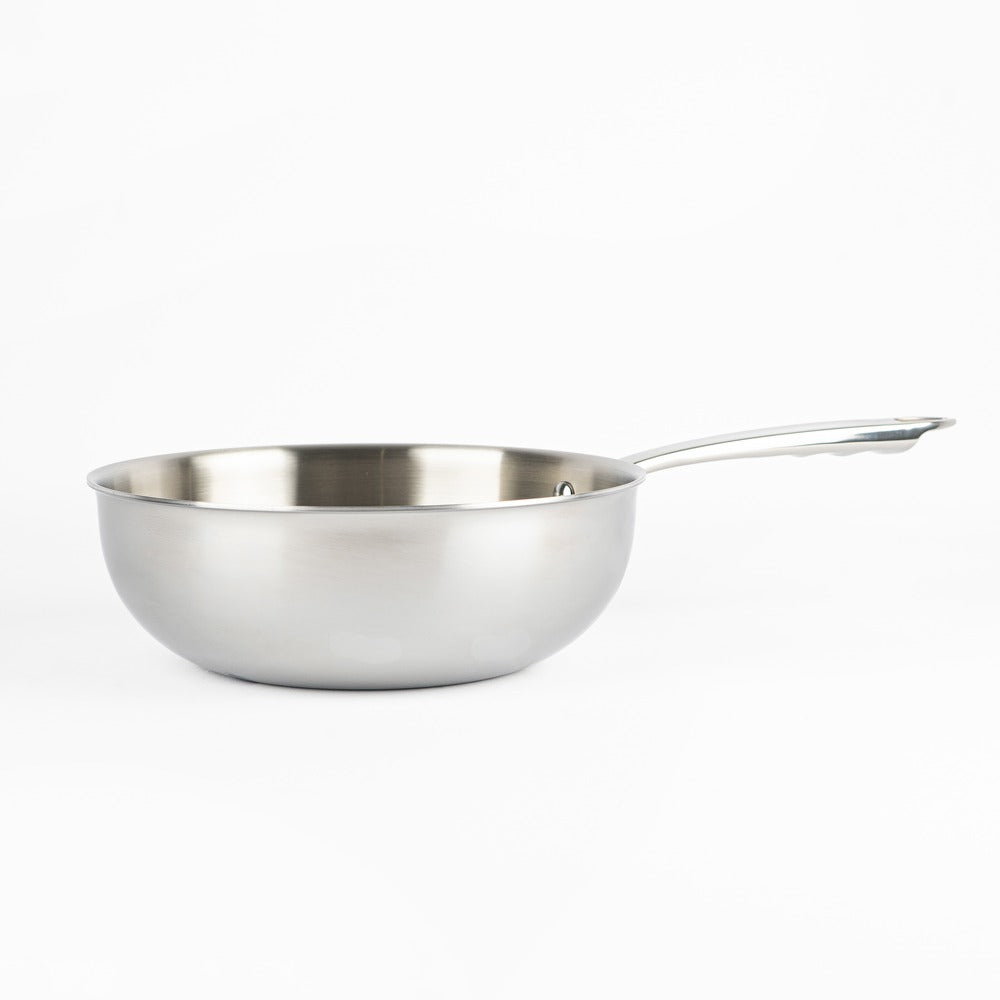 Alu-Inox 3-Ply Padella Alta Da Mantecatura Con Manico In AluInox Lucida