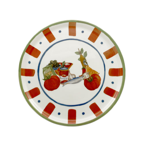 33 cm - Saturnia Pizza Handmade Piatto Pizza 3 Decori In Porcellana Set 6 Pz