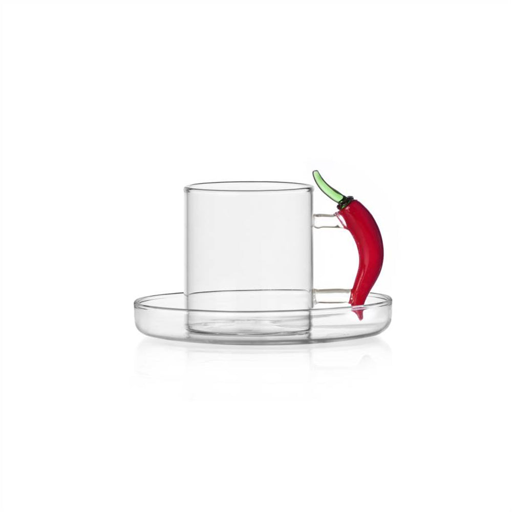 30 cl - Ichendorf Vegetables Tazza Caffè Con Piattino In Vetro Borosilicato