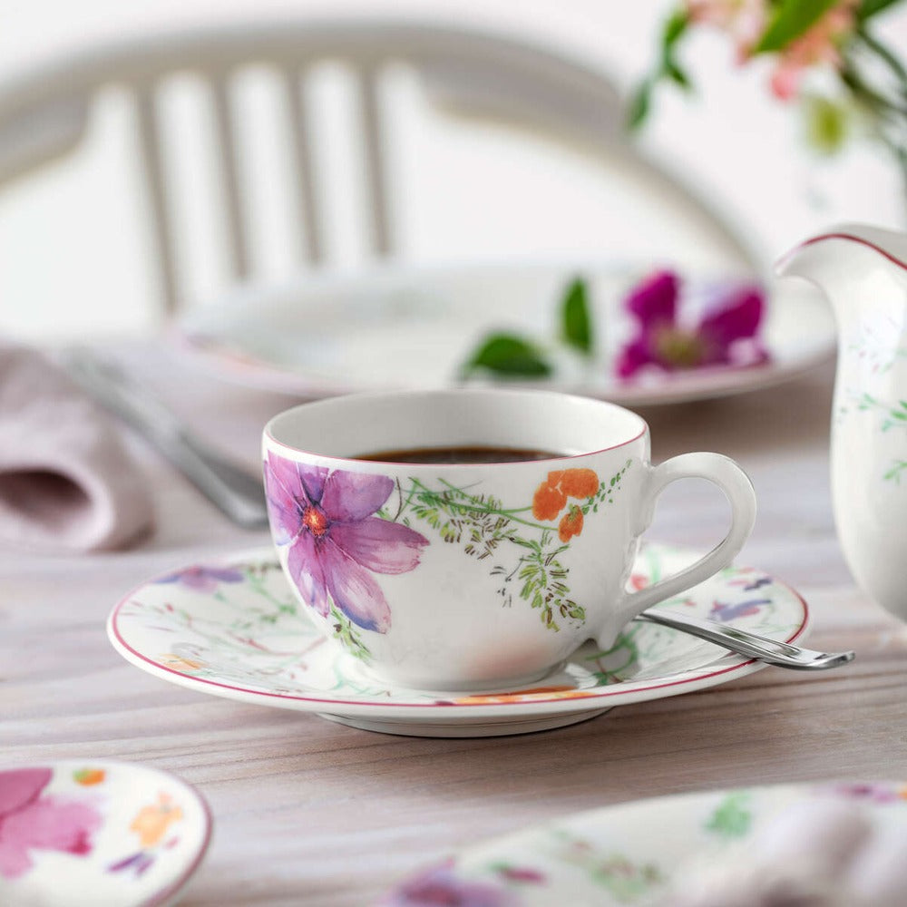 16.7 cm - Villeroy & Boch Mariefleur Basic Piattino Tazza Tè In Porcellana Premium - Set 6 Pz