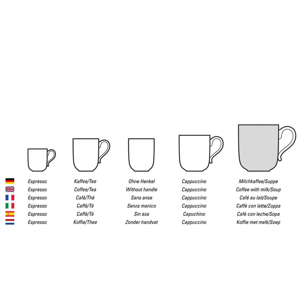 29 cl - Villeroy & Boch Mariefleur Gris Basic Tazza Cappuccino In Porcellana Premium - Set 6 Pz