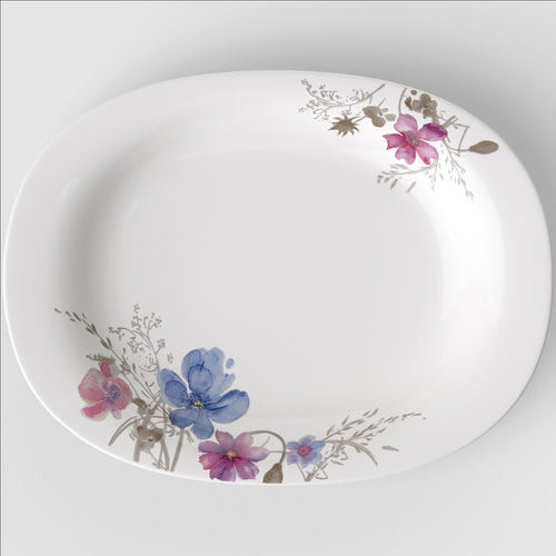 34x26 cm - Villeroy & Boch Mariefleur Gris Basic Vassoio Da Portata In Porcellana Premium