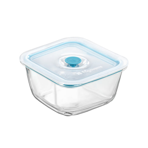 14x14 cm - Bormioli Rocco Frigoverre Smart Contenitore Per Alimenti Quadrato Con Valvola Salva Freschezza In Vetro
