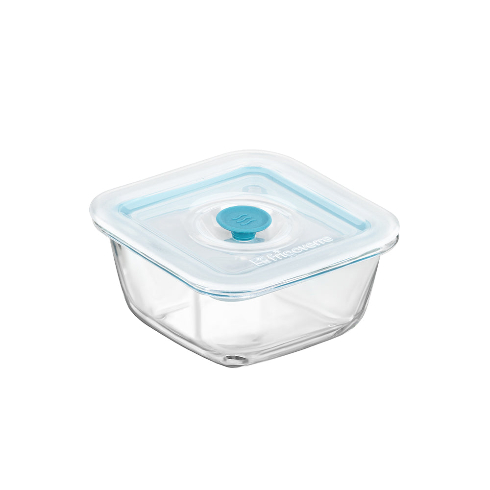 12x12 cm - Bormioli Rocco Frigoverre Smart Contenitore Per Alimenti Quadrato Con Valvola Salva Freschezza In Vetro