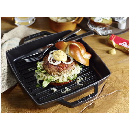 23 cm - Staub Grill Pans Bistecchiera Quadrata In Ghisa