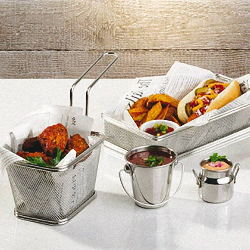 10X8 5 Cm Paderno Tableware Buffet And Display Cestello Porta Snack Quadrato In Acciaio Inox