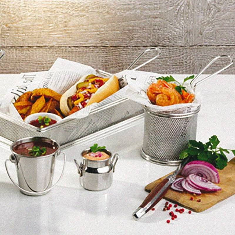 9 Cm Paderno Tableware Buffet And Display Cestello Porta Snack In Acciaio Inox