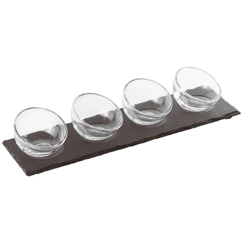 4 3 Cl Paderno Happy Hour Coppette Per Aperitivo Con Supporto Vassoio In Ardesia Set 5 Pz
