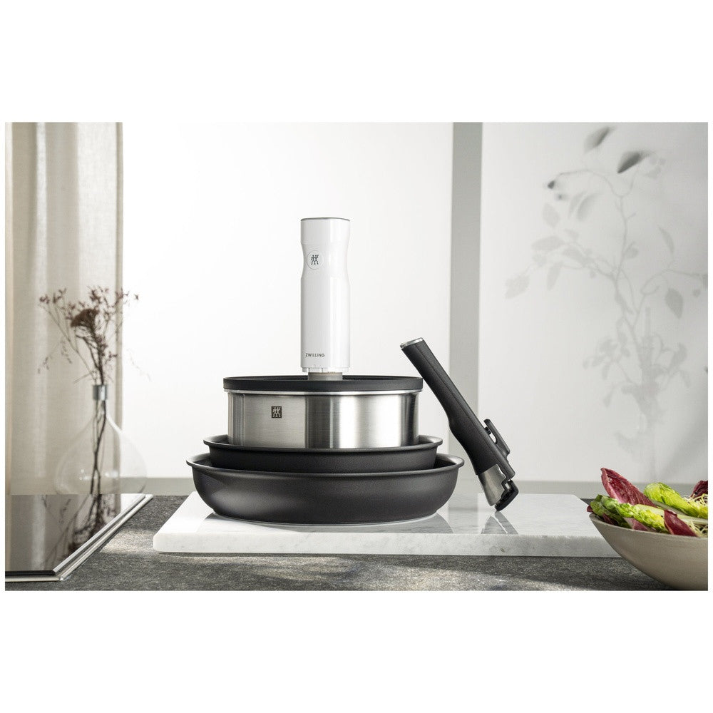 Zwilling Unlock Ceramic Titanium Set Padelle Impilabili Con Manico Rimovibile In Alluminio - Set 4 Pz