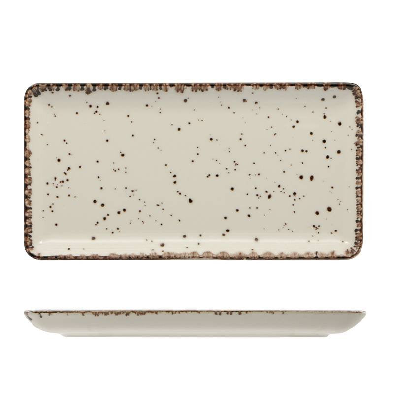 27X14 Cm Lioness Cromya Cream Piatto Vassoio Rettangolare In Porcellana