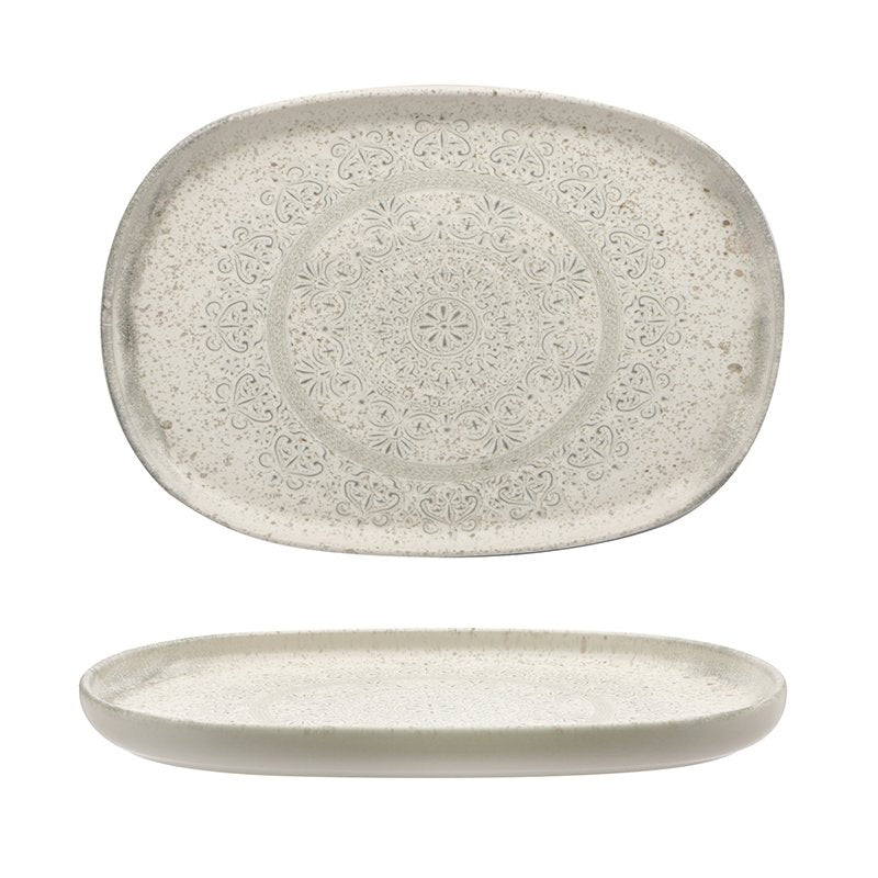 33 Cm Lace Piatto Vassoio Ovale In Stoneware Set 4 Pz