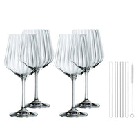 63.7 cl - Nachtmann Tastes Good Calice Cocktail Gin & Tonic Con Cannuccia In Vetro - Set 4 Pz