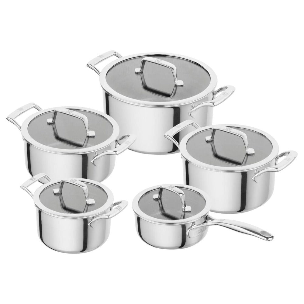 Zwilling Peak Batteria Pentole Antiaderenti In Acciaio Inox Con Rivestimento Ceraforce Hycoat - Set 5 Pz