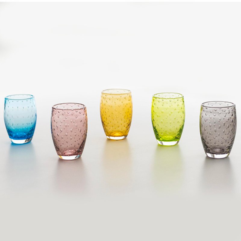 35 Cl Zafferano Bolicante Bicchiere Acqua Bolle In Vetro Soffiato Set 6 Pezzi