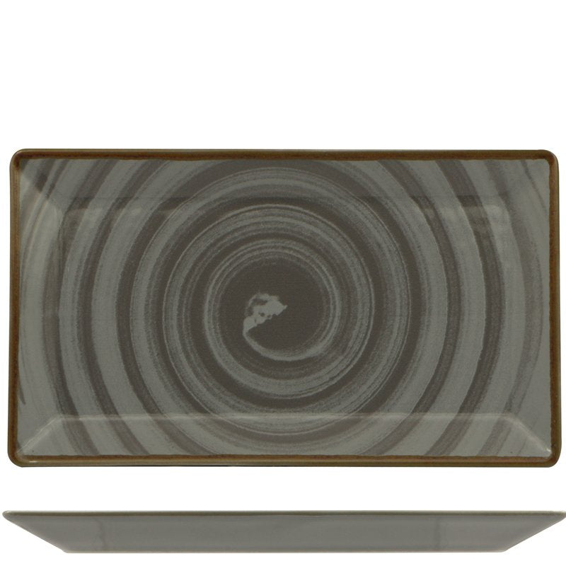 29X17 5 Cm Saturnia Vortex Piatto Vassoio Rettangolare In Porcellana Set 6 Pz