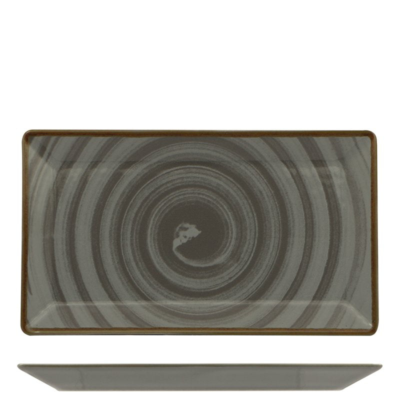 26X15 Cm Saturnia Vortex Piatto Vassoio Rettangolare In Porcellana Set 10 Pz